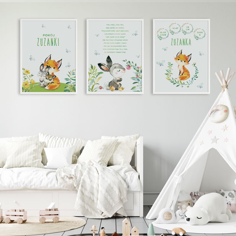 Plakaty dla dziecka leśne zwierzątka